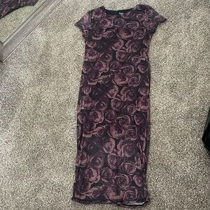 No Boundaries black lined dress with rose mesh overlay sz L